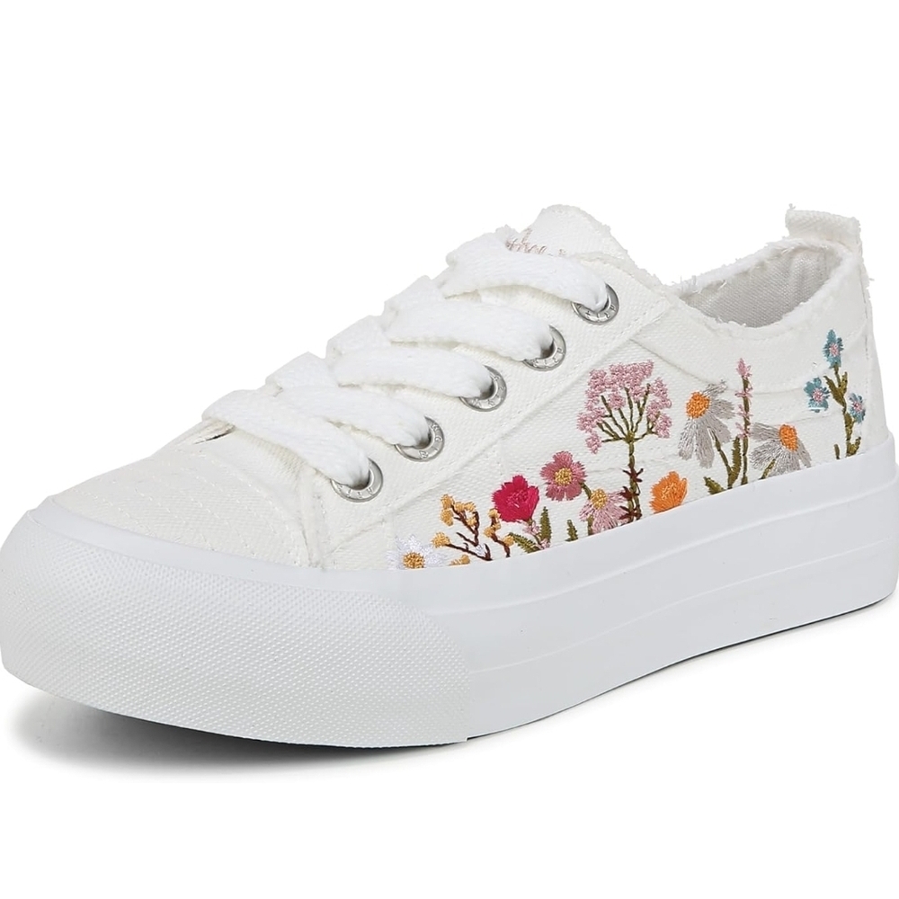 Blowfish White Floral Lace-Up Sneakers Size 8